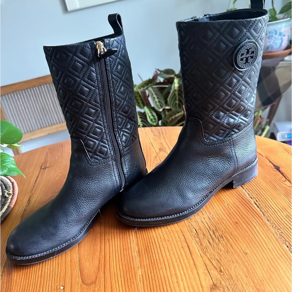 Tory Burch Black Quilted Boots - Picture 7 of 7